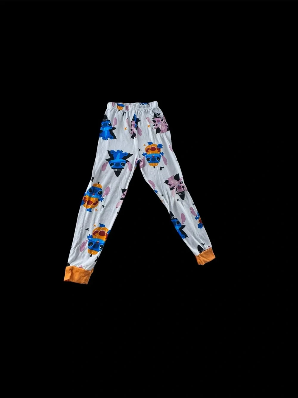 Disney Stitch Kids Halloween Pajama Set with Orange Trim and
